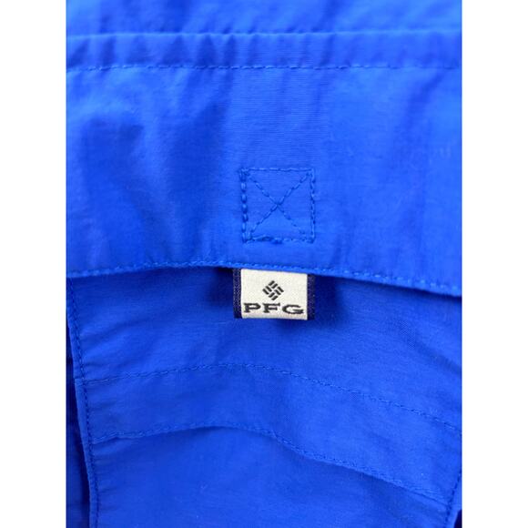 Columbia PFG Fishing Shirt Blue Short Sleeve Button Front Men’s 2XT Vented - Picture 7 of 13
